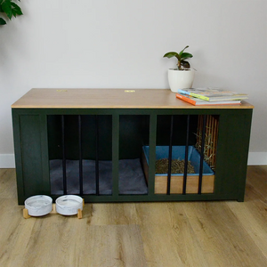 Green free-roam bunny cage with closed top