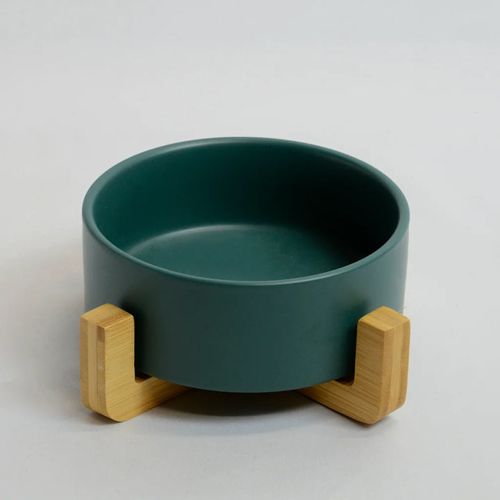 Green single rabbit drinking bowl bamboo stand