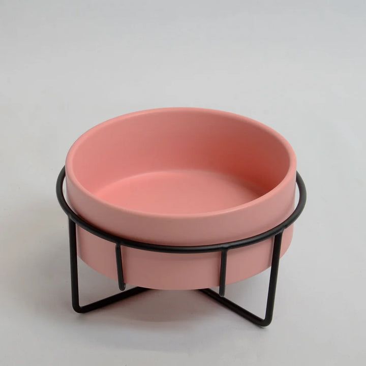 Pink single rabbit drinking bowl steel stand