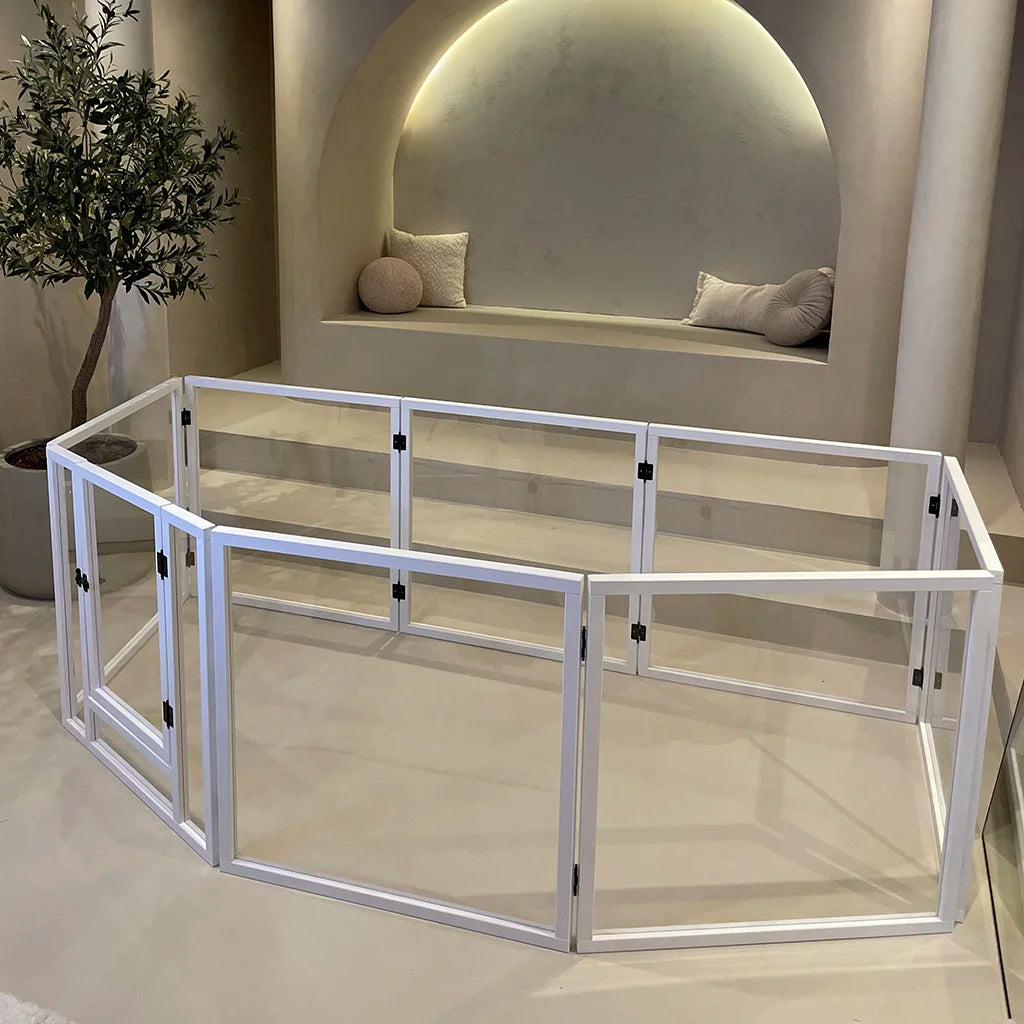 white rabbit playpen with plexiglass panels