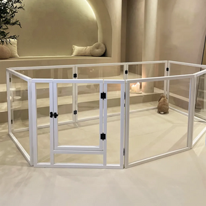 Indoor white rabbit playpen with glass