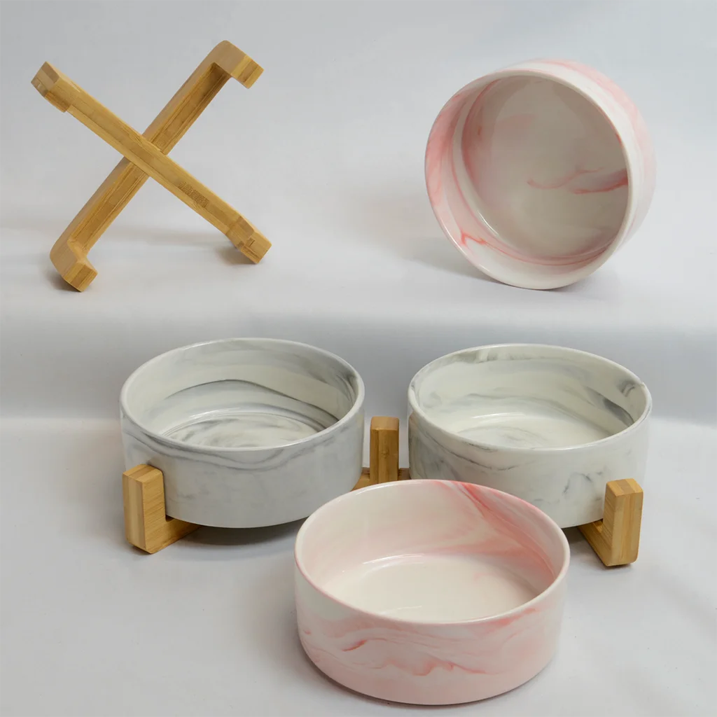 Marble style drinking bowls for pets