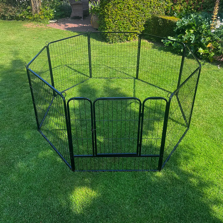 Octagon Metal Playpen Outside on grass