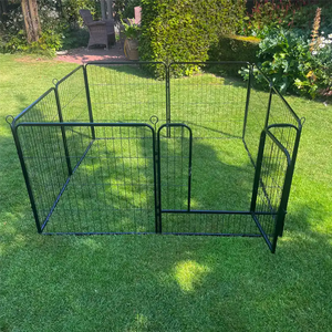 Square Metal Rabbit Playpen Outside on grass