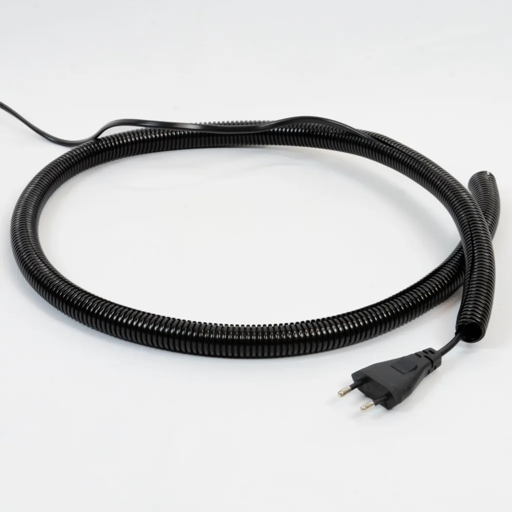 Ribbed cable protector wrapped around a cable