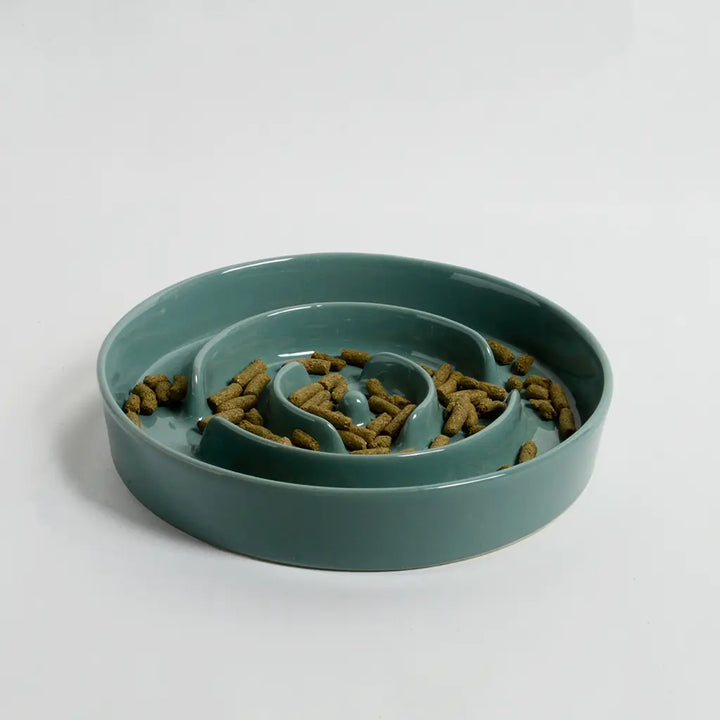 Dark green slow eating bowl