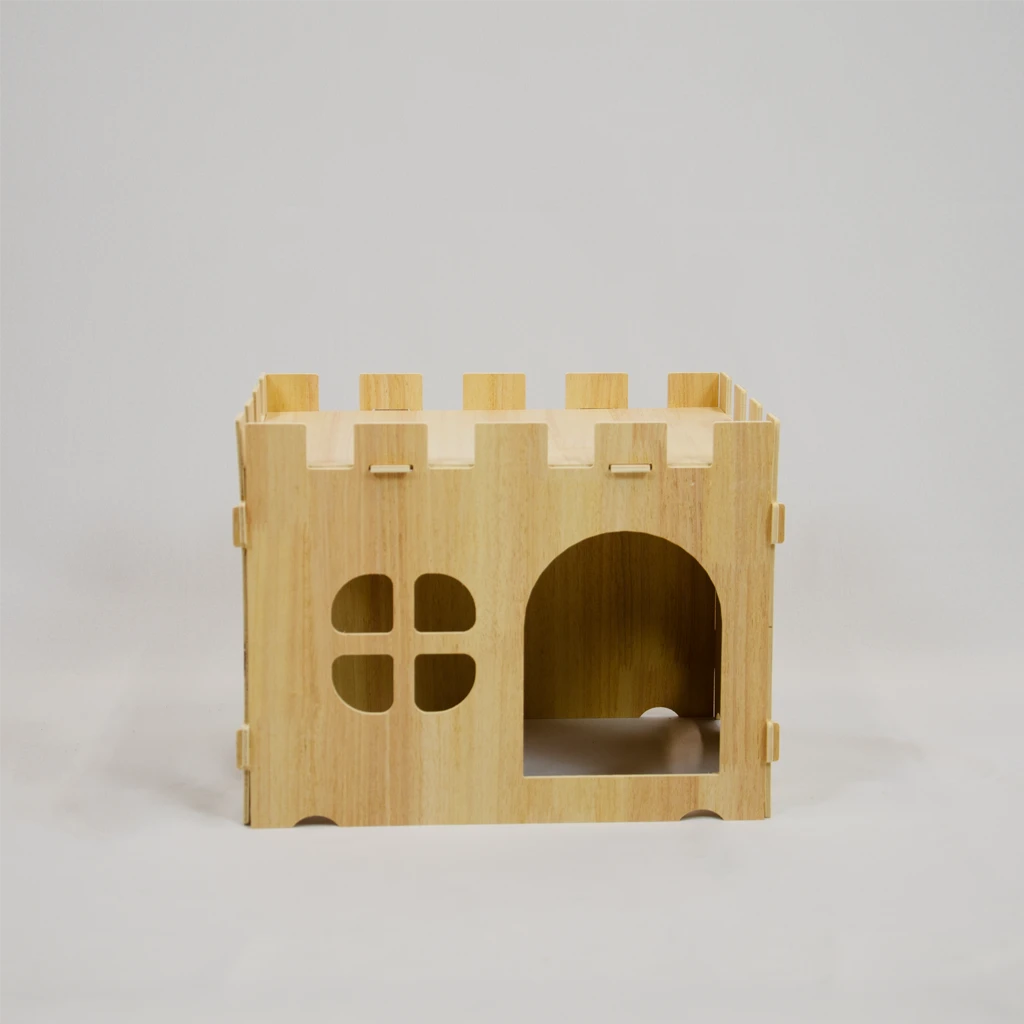 wooden bunny castle house front view